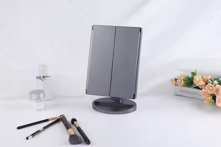 Triple Foldable Smart USB Lighted Makeup Mirror With 1X 2X 3X Magnification