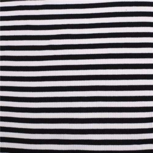 Breathable Polyester Viscose Rib Knit Striped Cloth Fabric