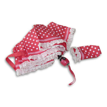 3-fold Umbrella, Made of Pongee Fabric, with White Dot and Automatic Open/Close Function