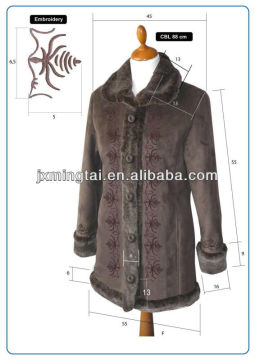 Ladies fake fur collar coat OEM