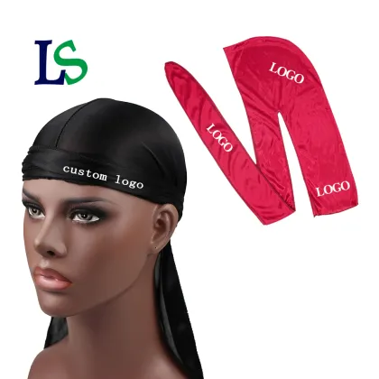 Custom Logo High Quality Wide Straps Long Tail Durag Pirate Chemo Cap