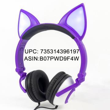 Oryle Headphones Wired Stereo Over-Head LED Cat Headphones