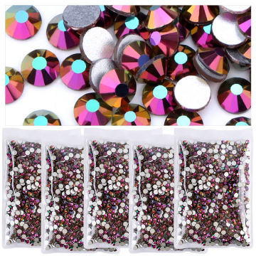 In Stock Bulk Pack Crystal Multi-Colors AB Rhinestones Non-Hot Fix Flat Back Rhinestones for Fabric & Garments