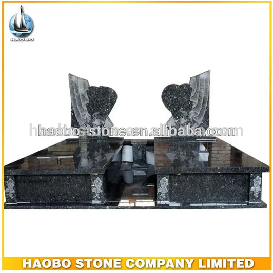 Blue pearl grantie Double heart tombstone