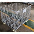 Folding roll wire cage with wheels