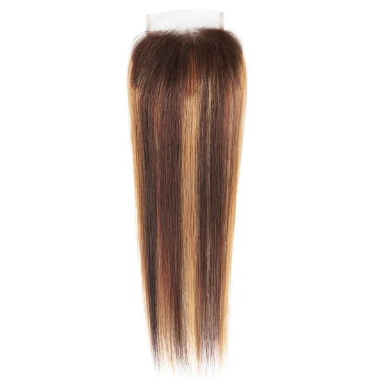 Msbeauty Lace Frontal Pre Plucked With Blonde Brown Highlight Color Baby Hair 4X4 13X4 13X6 Transparent Human Hair Lace Closure