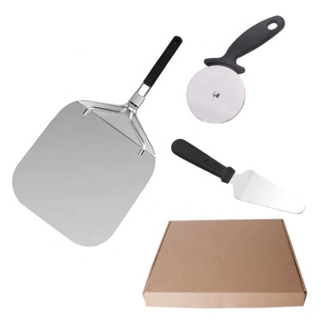 JinHaiYue High Quality Plastic Handle Foldable Aluminum Pizza Peel and Cutter Set