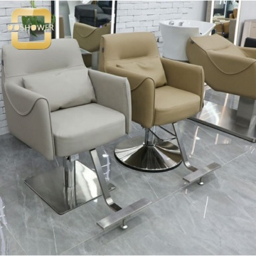 Buff Luxury Barber Chair - Adjustable Height, Acetone-Resistant Leather, Massage Function, Wood Construction - Wholesale Salon Furniture