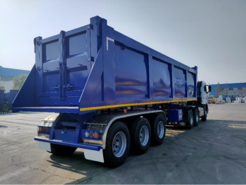 Coal transport semi trailer with rear dump