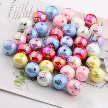Acrylic Sanrio Cartoon UV Printed Round Beads for DIY Phone Chains and Necklaces