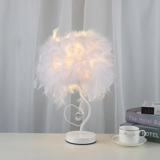 Wholesale Modern Hotel Feather Floor Lamp, Simple Crystal Heart Bedside Table Lamp