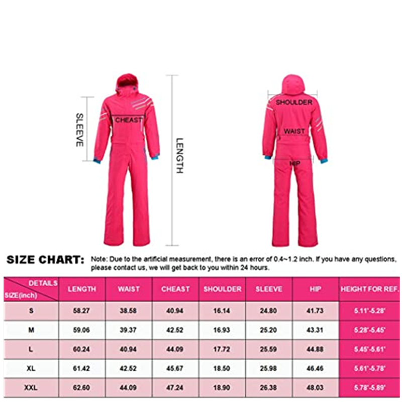 Ski Suit Women Rose Red Snowsuit Winter Outdoor Waterproof Insulated Coverall Suit With Reflector For Female5