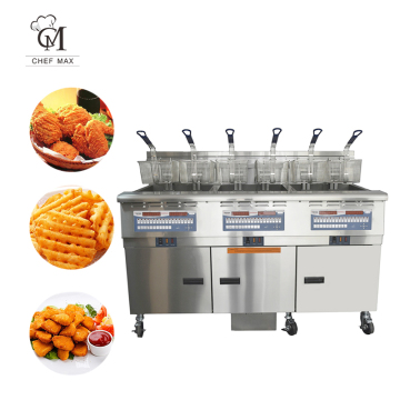 Chefmax Commercial Combination Vertical Three Vat Electric Deep Fryers - New 2020 Model Stainless Steel