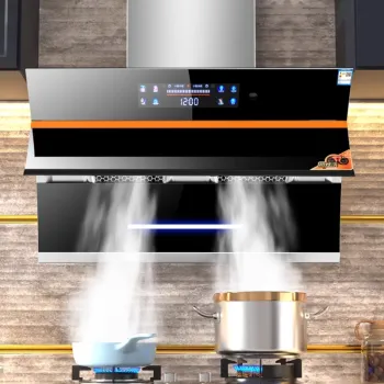 AI Voice Control LED Vented Copper Motor Glass Range Hood