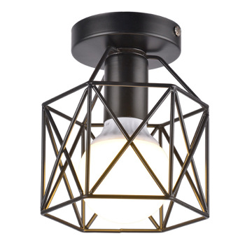 Hallway Light Fixtures: Retro Black Industrial Semi Flush Mount Ceiling Light