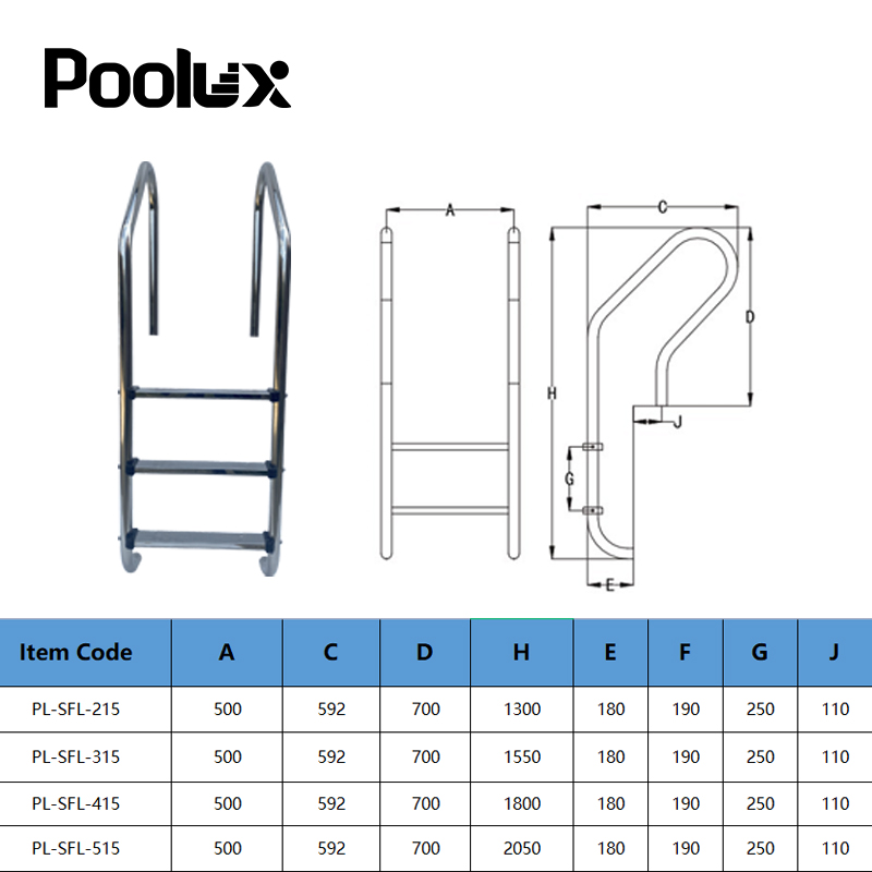 led underwater light swiming pool ladder