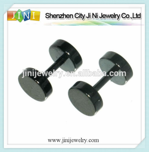 Black ear plug tunnel earrings