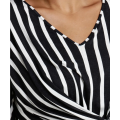 Women's Stripes Long Sleeves V-neck Shirt Blouse