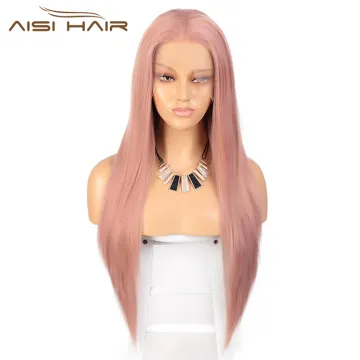 Straight Lace Frontal 26 Inch Wig Synthetic Cosplay Long Pink Wig Silky Front Lace Hair Wigs For Black White Women