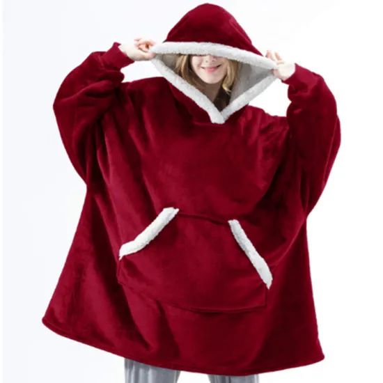 Shaoxing Factory Adult Home Warm TV Hoodie Blanket With Sleeves for Travel