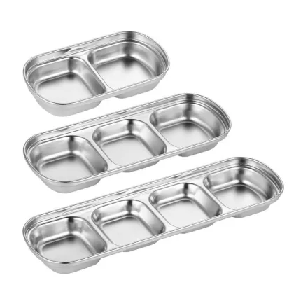 Korean Style Mini Square Stainless Steel Barbecue Spice Tray - Eco-Friendly Sauce Dish