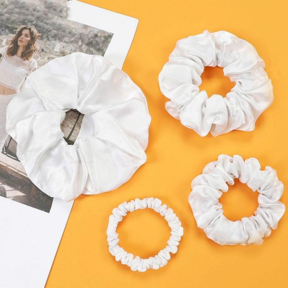 White Silk Scrunchies