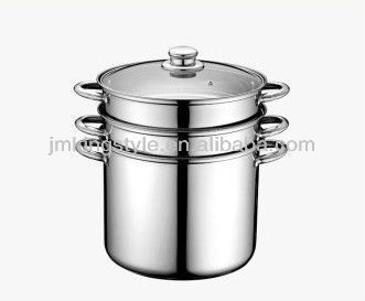 Tri-ply Glasss cover Stainless steel food steamer pot
