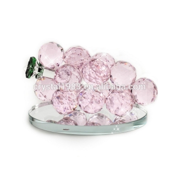 Crystal fruits with glass base and house decorative crafts pink crystal grapes