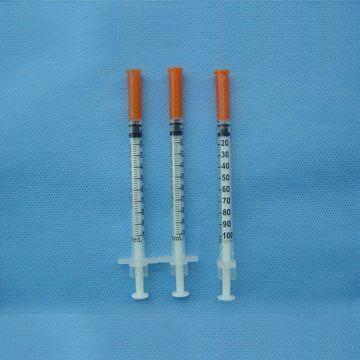 Insulin Syringe, Made of Medical Polymer Materials, Measures 0.3, 0.5 and 1mL