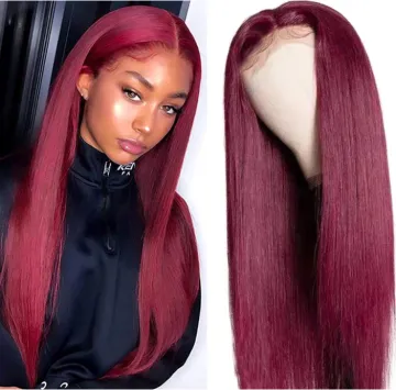 Ombre 99j Colored Lace Burgundy Frontal wig Human Hair Wigs Brazilian Middle Part Remy Lace Frontal Wigs For Women