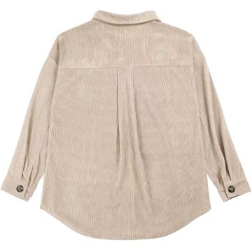 Camisa de pana de la camisa de camisa de la mujer con la camisa de bolsillo de manga larga