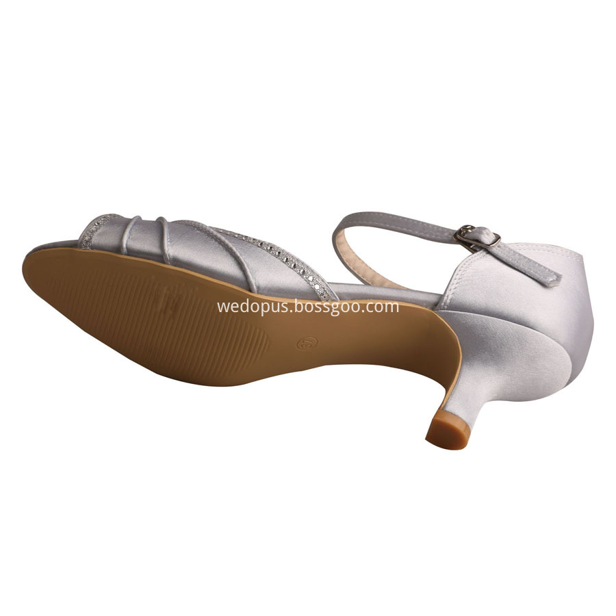 Silver Evening Shoes Low Heel
