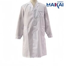 Abrigo de trabajo blanco de manga larga
