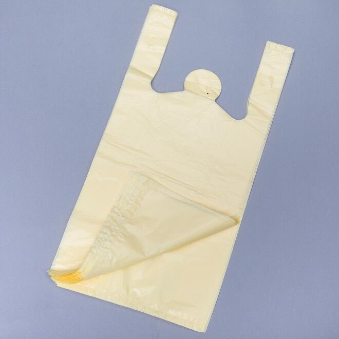 Yellow HDPE Plastic T Shirt Bag with Emboss