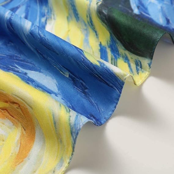 100% Mulberry Silk Scarf-Printed 35" Square Large Silk Hair Head Wrap Scarf
