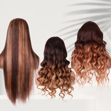 Ombre Colored Mink Brazilian Virgin Human Hair Lace Front Wigs, Cuticle Aligned Human Hair Wet and Wavy HD Full Lace Wig