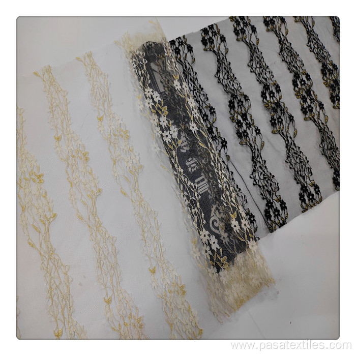 Black gold lurex lace fabric latest cheap quality african lace soft touch