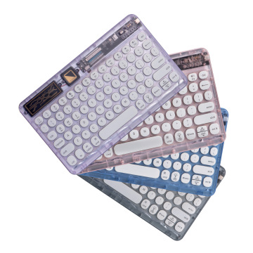 Portable Universal Wireless Bluetooth Keyboard with Touchpad for iPad - Transparent Blue