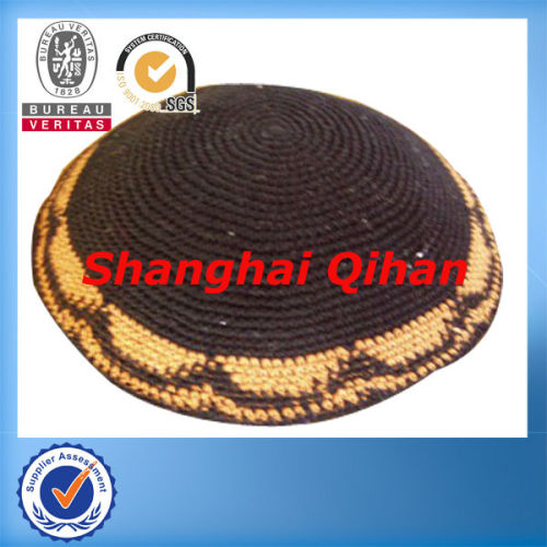 Plain black jewish cap with patterns