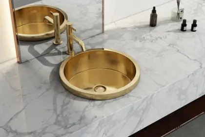 Meiao Round Gold Bathroom Countertop Basin