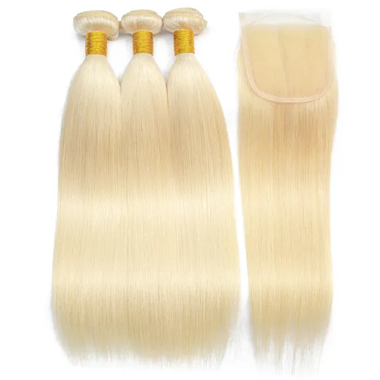 Wholesale 613 blonde ombre color cuticle aligned original brazilian human hair extensions straight wave.
