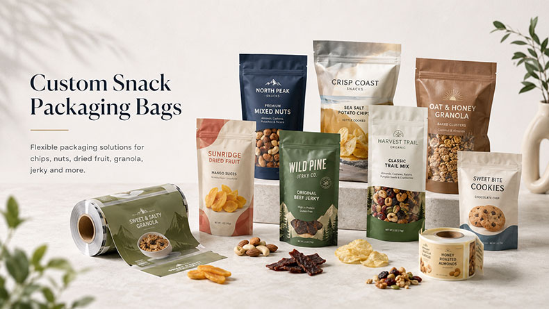 custom printed snack packaging bags