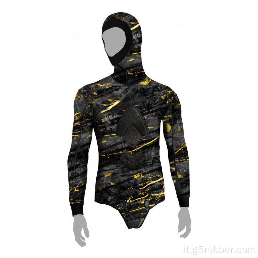 Lycra Wetsuit di pesca subacquea a due pezzi