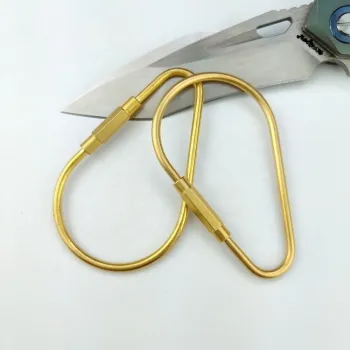 EDC Outdoor Camping Hiking Keyring with Brass Metal Pear Bulb Shape and Carabiner Lock