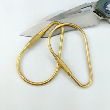 EDC Outdoor Camping Hiking Keyring with Brass Metal Pear Bulb Shape and Carabiner Lock