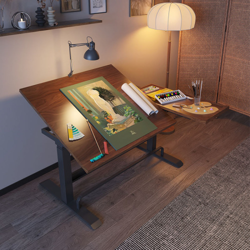 Wood Painting Desks Ergonomic Office Smart Sit Stand Flipped Painting Desk Factory