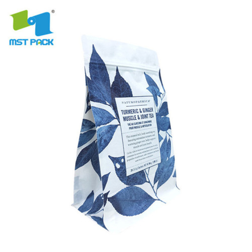 Sustainable empty compostable cornstarch tea packaging bag