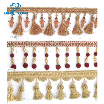 Beaded Lace Curtain with Tassel Fringe Accessory