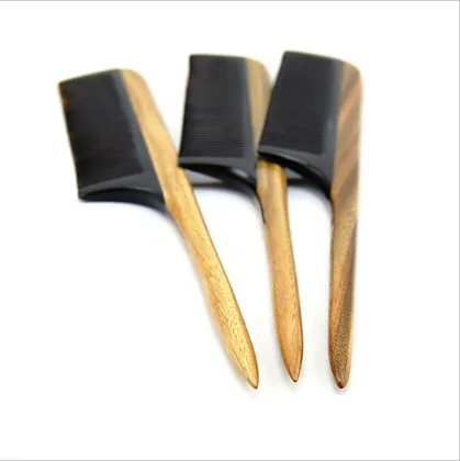 Long handle Pointed tail comb sandalwood horn comb