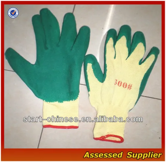QHAXLC-67 High Quality Rubber Latex Palm Coated Gloves/natural rubber palm coated gloves/latex palm coated working gloves